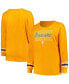 Фото #1 товара Women's Tennessee Orange Tennessee Volunteers Plus Size Triple Script Crew Neck Long Sleeve T-shirt