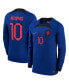 ფოტო #1 პროდუქტის Men's Memphis Depay Blue Netherlands National Team 2022/23 Away Breathe Stadium Replica Player Long Sleeve Jersey