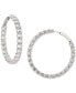 ფოტო #1 პროდუქტის Medium Cubic Zirconia Tennis Hoop Earrings, 1.5", Created for Macy's