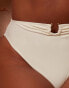 Wolf & Whistle X Natalie Gessey Fuller Bust high waist bikini bottom with gold trim detail in cream