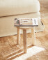 Round travertine mini side table