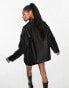 4th & Reckless oversized leather look collared jacket in black