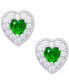 ფოტო #3 პროდუქტის Green Quartz (3/8 ct. t.w.) & Lab-Grown White Sapphire (1/3 ct. t.w.) Halo Heart Stud Earrings in Sterling Silver