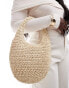 Bershka woven grab bag in natural straw