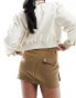 Фото #6 товара & Other Stories high waist mini skirt with pockets in dark beige