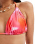 Фото #2 товара Style Cheat triangle bikini top in pink marble print co-ord