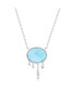 Фото #1 товара Sterling Silver Oval Larimar, Dripping Design Necklace