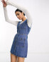 Фото #2 товара ASOS DESIGN denim vintage mini dress with button through in midwash blue