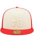 Men's Cream, Red Philadelphia 76ers Cork Two-Tone 59FIFTY Fitted Hat