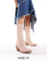 Фото #2 товара Glamorous Wide Fit western knee boots in pink micro
