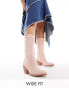 Фото #1 товара Glamorous Wide Fit western knee boots in pink micro