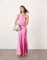 ASOS EDITION one shoulder seam detail maxi dress with full skirt in pink