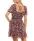 Juniors' Printed Puff-Sleeve A-Line Dress