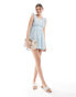 Wednesday's Girl ruffle edge pleat detail mini dress in light blue Синий, S - фото #2