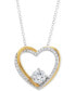 Фото #1 товара Macy's cubic Zirconia Heart 18" Pendant Necklace in Sterling Silver & 14k Gold-Plate