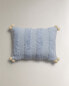 Children's tufted cushion with pompoms