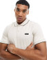 Calvin Klein stretch pique tipped polo in beige Steiniges Beige, S - фото #1