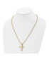 Фото #2 товара Chisel polished Yellow IP-plated Cross Pendant Ball Chain Necklace