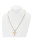 Polished Yellow IP-plated Cross Pendant Ball Chain Necklace