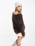 Urban Revivo fluffy oversized jumper in chocolate brown