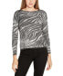 Фото #1 товара Black Label Women's Shiny Zebra Jacquard Long Sleeve Sweater