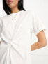 River Island twist front midi t-shirt dress in white