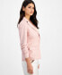 Фото #3 товара Women's 3/4-Sleeve One-Button Faux-Leather Blazer, Created for Macy's