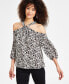 Фото #1 товара Women's Printed Cold-Shoulder Blouse, Created for Macy's