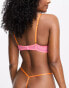 Ann Summers Heart To Heart lace padded plunge bra with contrast binding in pink and orange