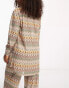 South Beach co-ord oversized beach shirt in embroidered multi print