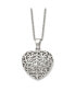Фото #1 товара Chisel polished Filigree Puffed Heart Pendant Cable Chain Necklace