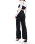 New Look ripple wide leg trousers in black