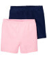 Kid 2-Pack Pink/Navy Bike Shorts 7