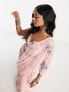 Фото #4 товара Maya contrast floral embellished dupatta in pale pink co-ord