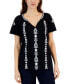 Фото #1 товара Women's Cotton Embroidered Peasant Top, Created for Macy's