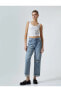 Фото #7 товара Straight Jean Kot Pantolon Düz Paça Yırtık Pamuklu Standart Bel - Eve Jean