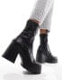 ASOS DESIGN Wide Fit Retreat mid-heeled sock boots in black Черный, 43 - фото #4