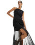 Forever New sheer contrast maxi dress in black 34 - фото #9