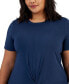Фото #3 товара Plus Size Active Solid Twist-Front Top, Created for Macy's