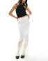 Фото #1 товара ASOS DESIGN satin maxi skirt with lace insert in ivory