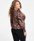 Фото #2 товара Plus Size Printed Long-Sleeve Jersey Knit Top, Created for Macy's