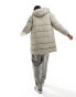 ONLY & SONS longline hood puffer jacket in beige