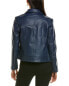 Фото #2 товара Ted Baker Fitted Leather Biker Jacket Women's Blue 6