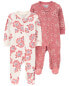 Фото #8 товара Baby 2-Pack Floral 2-Way Zip Cotton Sleep & Plays 3M