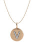 ფოტო #1 პროდუქტის 14k Rose Gold Necklace, Diamond Accent Letter V Disk Pendant