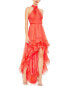 Фото #1 товара Mac Duggal Ruffle Tiered High Low Pleated Halter Neck Gown Women's 4