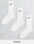 Nike Training unisex cushioned 3 pack crew sock in white