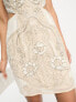Фото #4 товара ASOS DESIGN embellished halter mini dress with pearl detail in white