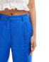 Фото #5 товара Mango linen elasticated waist slim trouser in blue