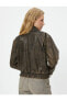 Фото #4 товара Куртка женская Koton Искусственная кожа с эффектом потертости, на молнии, с воротником "рубашка"